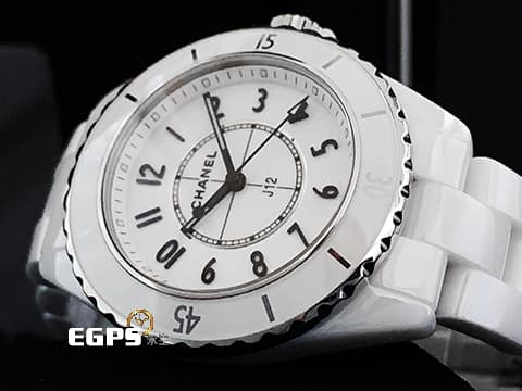 CHANEL 香奈兒 J12 White Ceramic H5698 白陶瓷 大三針 經典 2024年保單 專利不鏽鋼蝴蝶扣 石英腕錶 33mm