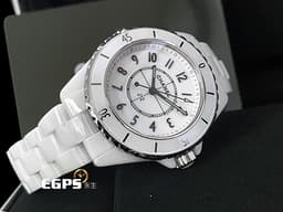 CHANEL 香奈兒 J12 White Ceramic H5698 白陶瓷 大三針 經典 <font color=#FF0000>2024年保單 專利不鏽鋼蝴蝶扣</font> 石英腕錶 33mm