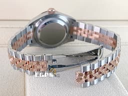 ROLEX 勞力士 Lady-Datejust 279381RBR 蠔式日誌型 18K玫瑰金材質 半金款 <font color="#05f0f0">原廠鑲嵌鑽石圈、時標 白色珍珠貝母面盤</font><font color="#FF0000">&nbsp;2024年保卡 </font> 自動上鍊 28mm