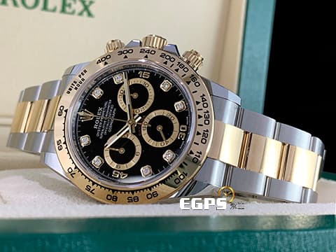 ROLEX 勞力士 Cosmograph Daytona 宇宙計時型 迪通拿 116503G 原廠鑽石時標、新款蝸形計時盤 116503 G 計時碼表 18K黃金 半金款 2022年新式保卡 賽車錶 自動上鍊 40mm