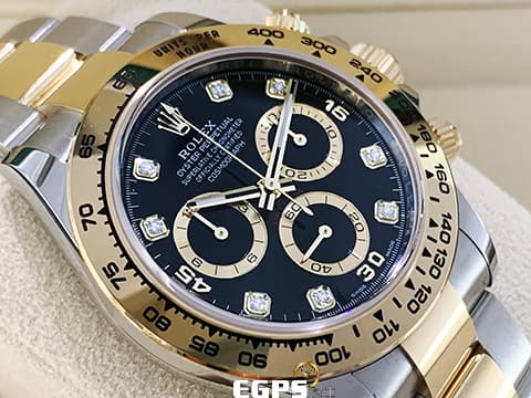 ROLEX 勞力士 Cosmograph Daytona 宇宙計時型 迪通拿 116503G 原廠鑽石時標、新款蝸形計時盤 116503 G 計時碼表 18K黃金 半金款 2022年新式保卡 賽車錶 自動上鍊 40mm