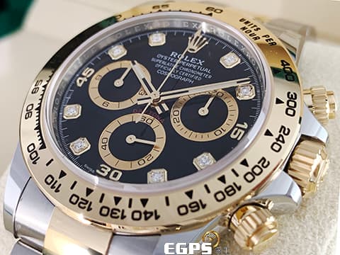 ROLEX 勞力士 Cosmograph Daytona 宇宙計時型 迪通拿 116503G 原廠鑽石時標、新款蝸形計時盤 116503 G 計時碼表 18K黃金 半金款 2022年新式保卡 賽車錶 自動上鍊 40mm