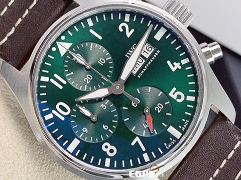 IWC 萬國 Pilot`s Chronograph 41 飛行員 IW388103 計時碼錶 綠色面盤  不鏽鋼 最新EasX-CHANGE錶帶更換系統 2024年保卡 飛行錶 自動上鏈 41mm