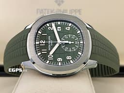 Patek Philippe 百達翡麗 PP錶 Aquanaut Jumbo 5968G-010 飛返計時 計時碼表 自動上鍊 <font color=#FF0000> 2021年保單 海底探險家計時腕錶 <font color=#007500> 最夯綠色面盤 </font> 白K金材質 </font><font color=#FFFF33> 此錶歡迎各路錶友以 PP、AP、勞力士 來店交換，本店將以最高價評估～</font> 42mm