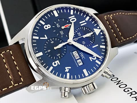 IWC 萬國錶 Pilot's Chronograph 飛行員系列 IW377714 計時碼表 Le Petit Prince「小王子」特別版 藍色面盤 不鏽鋼 2021年保卡&nbsp;飛行錶 自動上鍊 43mm
