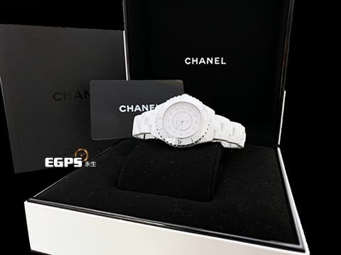 CHANEL 香奈兒 J12 White Ceramic H5703 白陶瓷 原廠鑽石時標 經典 2025年保單 專利不鏽鋼蝴蝶扣  石英機芯 33mm