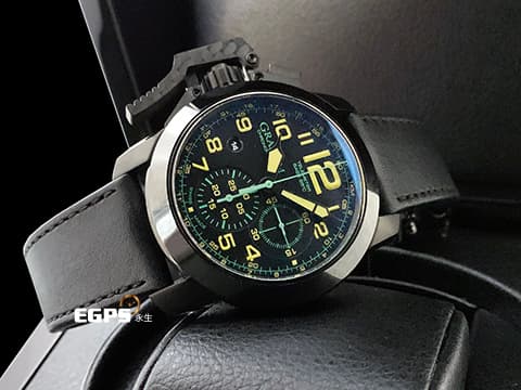 GRAHAM 格林漢 CHRONOFIGHTER GR-C2CCAU.B09A.L44N 不鏽鋼PVD黑色材質   OVERSIZE 陶瓷表圈 Black carbon 左手啟動按把 台灣公司貨 自動上鏈 47mm