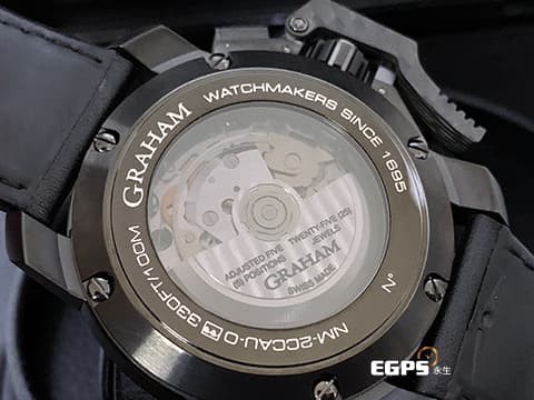 GRAHAM 格林漢 CHRONOFIGHTER GR-C2CCAU.B09A.L44N 不鏽鋼PVD黑色材質   OVERSIZE 陶瓷表圈 Black carbon 左手啟動按把 台灣公司貨 自動上鏈 47mm