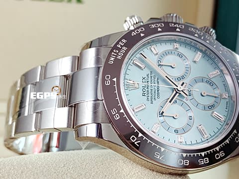 ROLEX 勞力士 DAYTONA 116506 宇宙計時型 迪通拿 鉑金 PT950 計時碼表 原廠鑽石時標 自動腕錶 冰藍色面盤 栗啡色陶瓷圈 冰藍面 2023年絕版增值停產款!!!手錶整只原廠膠膜未撕!!!FULL FACTORY STICKERS+雙吊牌+原廠透明絕版攜帶盒!!!不容錯過~~2022年保單~~新式保卡40mm