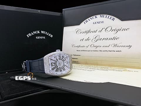 Franck Muller 法蘭穆勒 FM錶 Vanguard V45 系列&nbsp;華麗的精鑲滿天星面盤、錶殼&nbsp;V45SCDT 酒桶型 不鏽鋼 大三針 自動腕錶 44x54mm