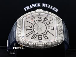 Franck Muller 法蘭穆勒 FM錶 Vanguard V45 系列&nbsp;<font color="#FF0000">華麗的精鑲滿天星面盤、錶殼</font>&nbsp;V45SCDT 酒桶型 不鏽鋼 大三針 自動腕錶 44x54mm