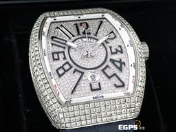 Franck Muller 法蘭穆勒 FM錶 Vanguard V45 系列&nbsp;<font color="#FF0000">華麗的精鑲滿天星面盤、錶殼</font>&nbsp;V45SCDT 酒桶型 不鏽鋼 大三針 自動腕錶 44x54mm