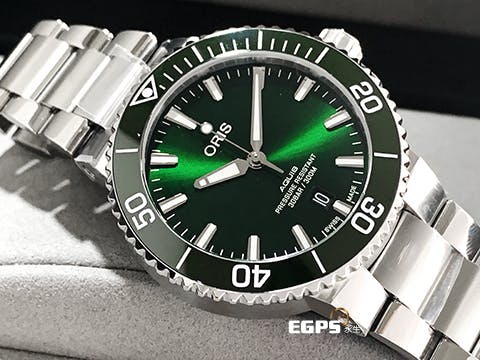 ORIS 豪利時 Aquis Date 時間之海 0173377664157 綠色陶瓷錶圈 綠色面盤 綠水鬼 不鏽鋼 2024年保單 潛水錶 自動腕錶 41.5mm