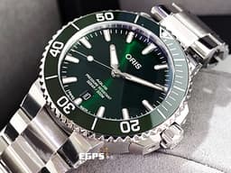 ORIS 豪利時 Aquis Date 時間之海 0173377664157 <font color=#009100>綠色陶瓷錶圈 綠色面盤 綠水鬼</font> 不鏽鋼 <font color=#FF0000>2024年保單</font> 潛水錶 自動腕錶 41.5mm