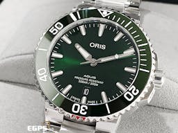 ORIS 豪利時 Aquis Date 時間之海 0173377664157 <font color=#009100>綠色陶瓷錶圈 綠色面盤 綠水鬼</font> 不鏽鋼 <font color=#FF0000>2024年保單</font> 潛水錶 自動腕錶 41.5mm