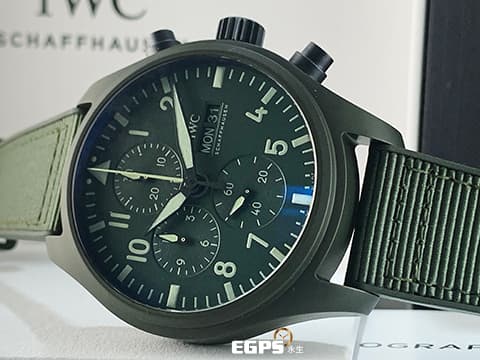 IWC 萬國 Pilot`s Chronograph Top Gun IW389106 海軍空戰部隊計時腕錶 Top Gun海軍空戰部隊特別版 「森林地」特別版 2022年保卡 台灣公司貨  
 IWC萬國錶首枚採用全新深綠色陶瓷錶殼的錶款 ! 年度限量製作1000枚～ 自動上鏈 44.5 mm