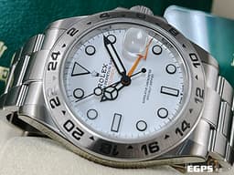 ROLEX 勞力士 Explorer II 蠔式 探險家二號 226570 <font color=#F0F0F0>白色面盤</font> 探二 <font color=#ffa500>橘色兩地時間指針</font> GMT 不鏽鋼 <font color=#FF0000>新式3285機芯 2023年新式保卡</font> 自動上鍊 42mm