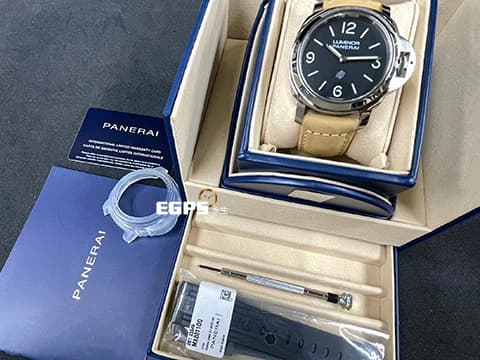 PANERAI 沛納海 LUMINOR BASE LOGO PAM1086 不鏽鋼材質 黑色面盤 三日鍊 PAM01086 2023年保卡&nbsp;手上鍊 44mm