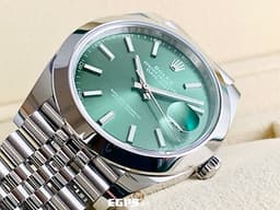 ROLEX 勞力士 DATEJUST 126300 蠔式日誌型 不鏽鋼材質 <font color="#00FF00">薄荷綠色面盤 五株紀念型錶帶</font> <font color="#FF0000">2025年保卡</font>&nbsp;自動腕錶 41mm