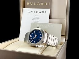 BVLGARI 寶格麗 OCTO ROMA 102856 不鏽鋼材質 <font color="#0582f5">藍色面盤 八角形多稜角設計錶圈 鍊帶款</font> <font color="#ff0000">2019年保卡 台灣公司貨</font> 自動上鍊 41mm
