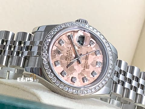 ROLEX 勞力士 DATEJUST 179384  2021年 新式綠卡 原廠鑽框 鑽石時標 絕版特殊塘金紀念面盤 絕版稀有錶款 自動上鍊 26mm