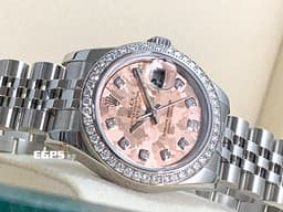 ROLEX 勞力士 DATEJUST 179384 <font color=#FF0000> 2021年 新式綠卡</font> <font color=#ffff00>原廠鑽框 鑽石時標 絕版特殊塘金紀念面盤 絕版稀有錶款</font> 自動上鍊 26mm