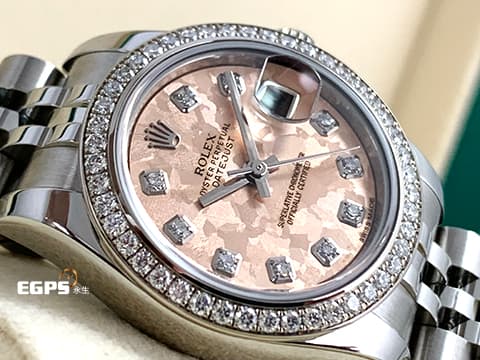 ROLEX 勞力士 DATEJUST 179384  2021年 新式綠卡 原廠鑽框 鑽石時標 絕版特殊塘金紀念面盤 絕版稀有錶款 自動上鍊 26mm