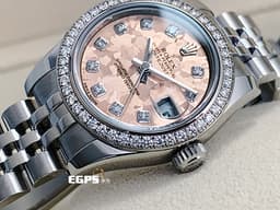 ROLEX 勞力士 DATEJUST 179384 <font color=#FF0000> 2021年 新式綠卡</font> <font color=#ffff00>原廠鑽框 鑽石時標 絕版特殊塘金紀念面盤 絕版稀有錶款</font> 自動上鍊 26mm