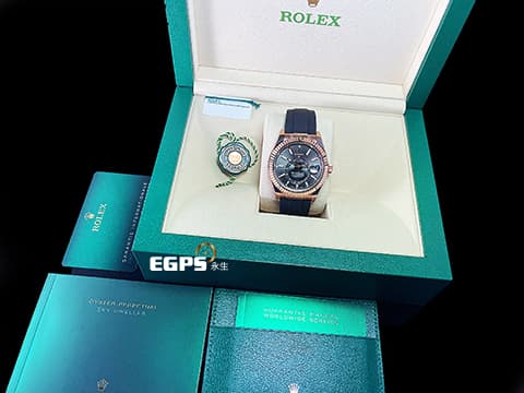 ROLEX 勞力士 Sky-Dweller 336235 蠔式 天行者 沙羅裝置 年曆錶 18K玫瑰金材質 自動上鏈 2023年最新款 Oysterflex橡膠錶帶 2024年新式綠卡  石板灰色錶面     此錶歡迎各路錶友以PP、AP、勞力士 來店交換，本店將以最高價評估～42mm