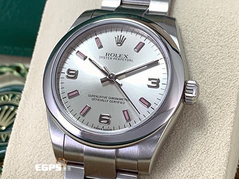 ROLEX 勞力士 177200 Oyster Perpetual OP 31 香檳銀面盤 粉色夜光時標 蠔式恆動&nbsp;不鏽鋼材質 自動上鍊 31mm