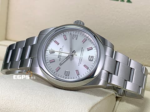 ROLEX 勞力士 177200 Oyster Perpetual OP 31 香檳銀面盤 粉色夜光時標 蠔式恆動&nbsp;不鏽鋼材質 自動上鍊 31mm