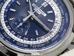 Patek philippe 百達翡麗 PP錶 複雜功能時計系列 5930 G 白K金材質 藍色網狀格紋面盤 5930G-001 世界時區 飛返計時 <font color="#FF0000">BEIJING 北京時區面盤 </font>自動上鍊 39.5mm
