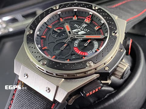 HUBLOT 宇舶 大爆炸 王者至尊 703.ZM.1123.NR.FMO10 計時碼表 鋯金屬材質 半鏤空面盤 浮雕陶瓷表圈 Hublot F1 King Power 限量500只 自動上鍊 48mm