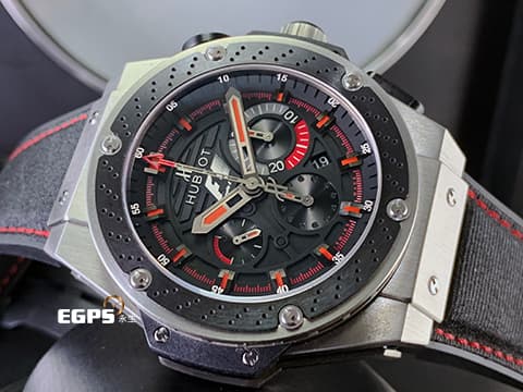 HUBLOT 宇舶 大爆炸 王者至尊 703.ZM.1123.NR.FMO10 計時碼表 鋯金屬材質 半鏤空面盤 浮雕陶瓷表圈 Hublot F1 King Power 限量500只 自動上鍊 48mm