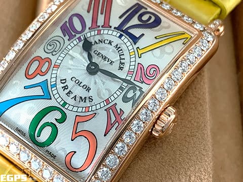 Franck Muller 法蘭穆勒 Color Dreams 952 QZ COL 18K玫瑰金材質 銀白色放射狀雕紋面盤 原廠鑲嵌鑽石錶圈&nbsp;彩色藝術數字時標 石英機芯&nbsp;26x44mm