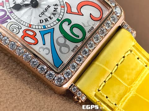 Franck Muller 法蘭穆勒 Color Dreams 952 QZ COL 18K玫瑰金材質 銀白色放射狀雕紋面盤 原廠鑲嵌鑽石錶圈&nbsp;彩色藝術數字時標 石英機芯&nbsp;26x44mm