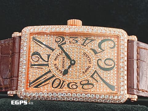 Franck Muller 法蘭穆勒 FM錶 Long Island 1000SC 18K玫瑰金材質&nbsp;精鑲鑽框耀眼奪目、精鑲鑽滿天星面盤 自動上鍊 43x31mm