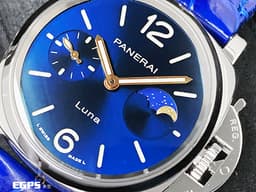 PANERAI 沛納海 Luminor Due Luna PAM1179 <font color="#4169e1">藍色太陽紋三明治夜光面盤</font> 三日鍊 月相盈虧 小秒針 PAM01179 不鏽鋼 <font color="#FF0000">2025年保單 新式快拆錶帶</font> 自動上鍊 38mm