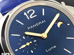 PANERAI 沛納海 Luminor Due Luna PAM1179 <font color="#4169e1">藍色太陽紋三明治夜光面盤</font> 三日鍊 月相盈虧 小秒針 PAM01179 不鏽鋼 <font color="#FF0000">2025年保單 新式快拆錶帶</font> 自動上鍊 38mm