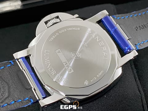 PANERAI 沛納海 Luminor Due Luna PAM1179 藍色太陽紋三明治夜光面盤 三日鍊 月相盈虧 小秒針 PAM01179 不鏽鋼 2025年保單 新式快拆錶帶 自動上鍊 38mm