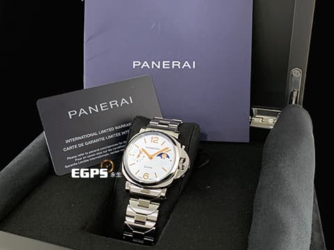 PANERAI 沛納海  LUMINOR DUE PAM01301 不鏽鋼材質 月相顯示 白色太陽放射紋三明治面盤 3日動力儲存 2024年保卡&nbsp;自動上鍊 38mm
