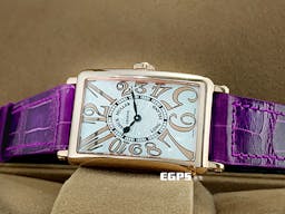 Franck Muller 法蘭穆勒 952QZ REL HO LONG ISLAND 玫瑰金材質 銀白色面盤放射雕紋面盤<font color=#cad6f0></font> <font color=#FF0000>玫瑰金藝術數字時標 原廠紫色鱷魚皮錶帶</font> 石英機芯 26x44mm