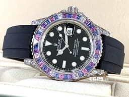ROLEX 勞力士 Yacht-Master 遊艇名仕型 126679SABR 黑色面盤<font color="#FFFF33"> 官網都末曾展示的隱藏款式 2023年保卡 原廠膠膜未撕</font> <font color="#CCBBFF"> 鑽石與彩色寶石點綴白金錶殼與錶圈</font>&nbsp;<font color="#BBFFEE">繽紛多彩浪漫彩寶 頂級遊艇 </font>自動上鏈&nbsp;40mm