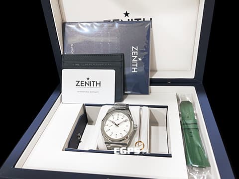 ZENITH 真力時 DEFY Skyline 碟飛系列 天際線 03.9300.3620/01.1001 高振頻 銀白色四芒星飾太陽紋面盤 小秒針 不鏽鋼  2024年保單 自動上鍊 41mm