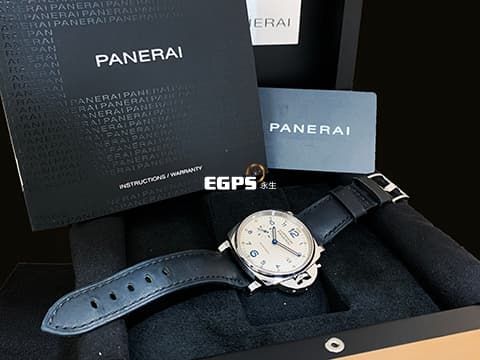 PANERAI 沛納海 Luminor Due PAM906 象牙白色面盤 PAM00906 不鏽鋼材質 藍色指針 2020年保單 自動上鍊 42mm