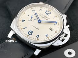 PANERAI 沛納海 Luminor Due PAM906 象牙白色面盤 PAM00906 不鏽鋼材質 藍色指針 <font color=#FF0000>2020年保單</font> 自動上鍊 42mm