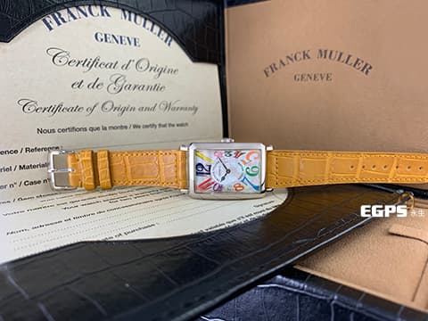 Franck Muller 法蘭穆勒 Color Dreams 952QZ COL 18K白金材質 白色貝母面盤 彩色藝術數字時標 原廠棕色鱷魚皮錶帶 石英機芯 26x44 mm