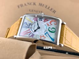 Franck Muller 法蘭穆勒 Color Dreams 952QZ COL <font color=#cad6f0>18K白金材質 白色貝母面盤</font> <font color=#FF0000>彩色藝術數字時標 原廠棕色鱷魚皮錶帶</font> 石英機芯 26x44 mm