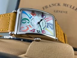 Franck Muller 法蘭穆勒 Color Dreams 952QZ COL <font color=#cad6f0>18K白金材質 白色貝母面盤</font> <font color=#FF0000>彩色藝術數字時標 原廠棕色鱷魚皮錶帶</font> 石英機芯 26x44 mm