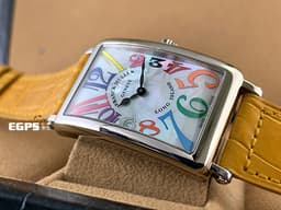 Franck Muller 法蘭穆勒 Color Dreams 952QZ COL <font color=#cad6f0>18K白金材質 白色貝母面盤</font> <font color=#FF0000>彩色藝術數字時標 原廠棕色鱷魚皮錶帶</font> 石英機芯 26x44 mm